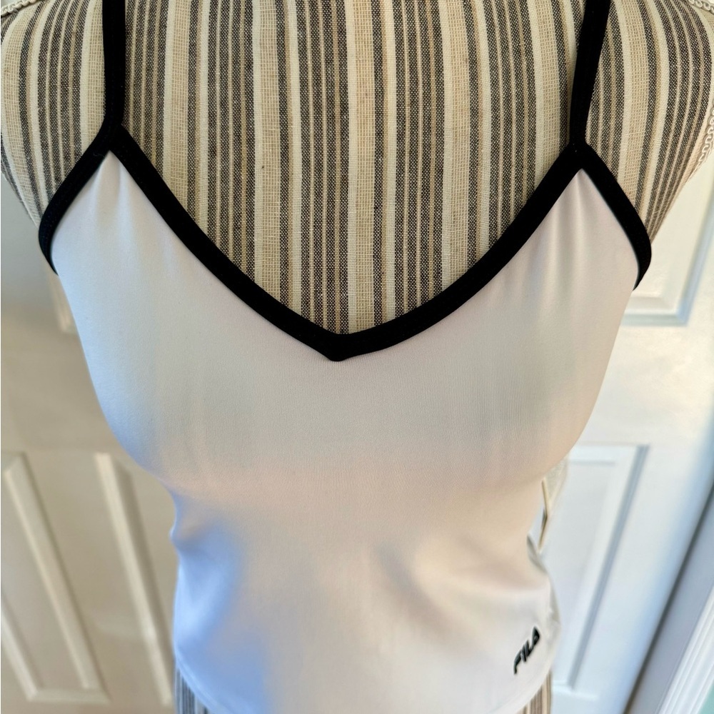 NWT FILA Woman’s Cami Tank Top White with Black trim size medium - Picture 2 of 8